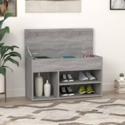 Berkfield Home Shoe Bench Grey Sonoma 80x30x45 cm Engineered Wood - Size: 80 x 30 x 45 cm