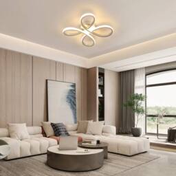 Pheashine 30W LED Ceiling Light, Silver 30cm Flower Flush Mount Lamp, Warm Light in White - thumbnail 7