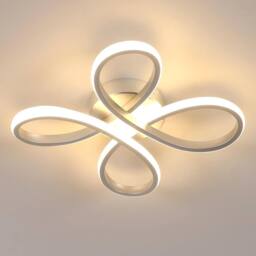 Pheashine 30W LED Ceiling Light, Silver 30cm Flower Flush Mount Lamp, Warm Light in White
