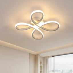 Pheashine 30W LED Ceiling Light, Silver 30cm Flower Flush Mount Lamp, Warm Light in White - thumbnail 2