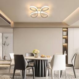 Pheashine 30W LED Ceiling Light, Silver 30cm Flower Flush Mount Lamp, Warm Light in White - thumbnail 6