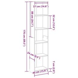 Berkfield Home Bookcase Concrete Grey 40x24x176 cm Engineered Wood - Size: 40 x 24 x 176 cm - thumbnail 9