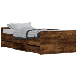 Berkfield Home Bed Frame with Headboard & Footboard Smoked Oak 90x190 cm Single in Brown - thumbnail 2