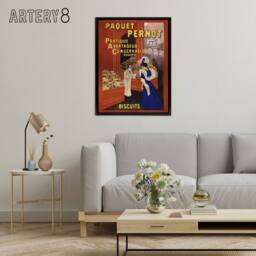 "Artery8 Biscuits Pernot Vintage Advert Framed Canvas Wall Art Print Cappiello in Red - Size: W12"" x H16""" - thumbnail 3
