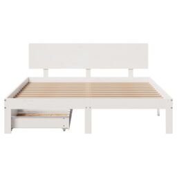 Berkfield Home Bed Frame with Drawers without Mattress White 140x190 cm - thumbnail 4