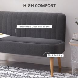 HOMCOM Modern Double Seat Sofa Compact Loveseat Couch Padded Velvet Wood Legs in Dark Grey - thumbnail 4