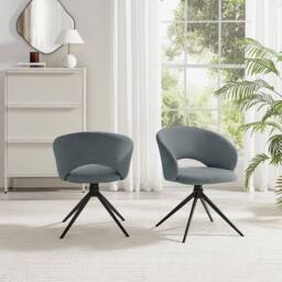 FurnitureboxUK 2x Anika Fabric Swivel Dining Chairs in Grey - thumbnail 4