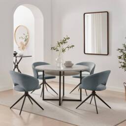 FurnitureboxUK 2x Anika Fabric Swivel Dining Chairs in Grey - thumbnail 5