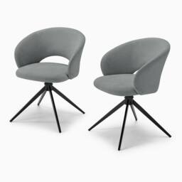 FurnitureboxUK 2x Anika Fabric Swivel Dining Chairs in Grey - thumbnail 6