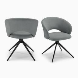 FurnitureboxUK 2x Anika Fabric Swivel Dining Chairs in Grey - thumbnail 7