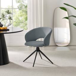 FurnitureboxUK 2x Anika Fabric Swivel Dining Chairs in Grey - thumbnail 2