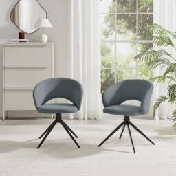 FurnitureboxUK 2x Anika Fabric Swivel Dining Chairs in Grey - thumbnail 3