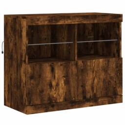 Berkfield Home Sideboard with LED Lights Smoked Oak 81x37x67 cm in Brown - Size: 81 x 37 x 67 cm - thumbnail 3