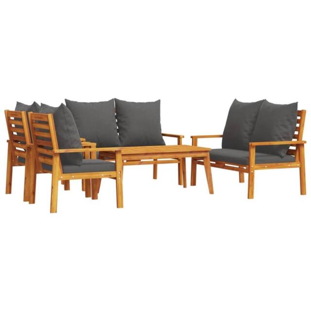 Berkfield Home 5 Piece Garden Lounge Set with Cushions Solid Wood Acacia in Brown - image 1