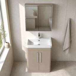 Balterley Aldershawe 2 Door Vanity Unit, Ceramic Basin, 600mm, Pebble Grey - thumbnail 3