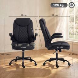 HOMCOM Linen-Look Computer Desk Chair with Thick Cushion in Black - thumbnail 3