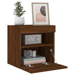 Berkfield Home TV Wall Cabinet with LED Lights Brown Oak 40x30x40 cm - Size: 40 x 30 x 40 cm - thumbnail 7
