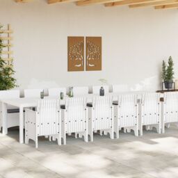 Berkfield Home 13 Piece Garden Dining Set with Cushions White Poly Rattan - thumbnail 3