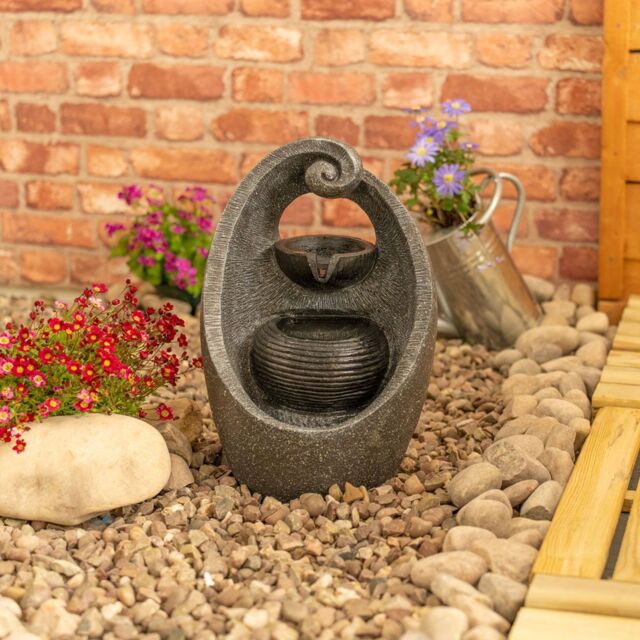 ValueLights Solar Powered Outdoor Cascading Swirl Water Feature Fountain in Grey - image 1