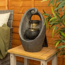 ValueLights Solar Powered Outdoor Cascading Swirl Water Feature Fountain in Grey - thumbnail 5