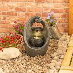 ValueLights Solar Powered Outdoor Cascading Swirl Water Feature Fountain in Grey - thumbnail 3