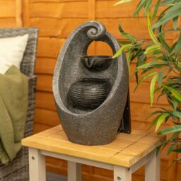 ValueLights Solar Powered Outdoor Cascading Swirl Water Feature Fountain in Grey - thumbnail 4