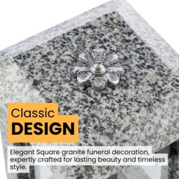 Novecrafto Granite Memorial Lantern with Flower - Grave Ornaments for Cemetery in Grey - thumbnail 4