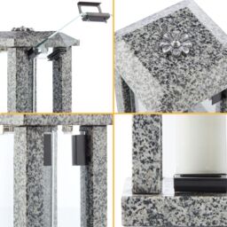 Novecrafto Granite Memorial Lantern with Flower - Grave Ornaments for Cemetery in Grey - thumbnail 8