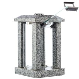 Novecrafto Granite Memorial Lantern with Flower - Grave Ornaments for Cemetery in Grey
