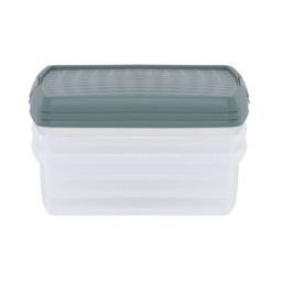 Wham Clip 3x 13.2L Square Plastic Storage Boxes with Clip Lock Lids in Green - thumbnail 3