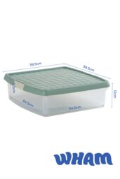 Wham Clip 3x 13.2L Square Plastic Storage Boxes with Clip Lock Lids in Green - thumbnail 6