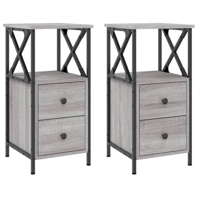 Berkfield Home Bedside Cabinets 2 pcs Grey Sonoma 34x35.5x70 cm Engineered Wood - image 1