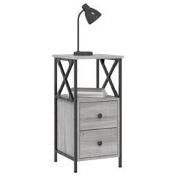 Berkfield Home Bedside Cabinets 2 pcs Grey Sonoma 34x35.5x70 cm Engineered Wood - thumbnail 4