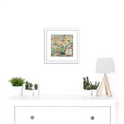 Artery8 Map Scheuerle 1925 Glacier National Park Montana USA 8X8 Inch Square Wooden Framed Wall Art Print Picture with Mount in White - thumbnail 2