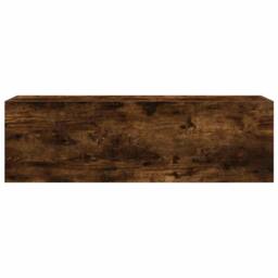 Berkfield Home Decorative Bathroom Wall Cabinet Smoked Oak 100x25x30 cm Engineer in Brown - Size: 100 x 25 x 30 cm - thumbnail 5