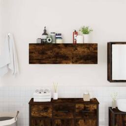 Berkfield Home Decorative Bathroom Wall Cabinet Smoked Oak 100x25x30 cm Engineer in Brown - Size: 100 x 25 x 30 cm