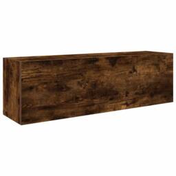 Berkfield Home Decorative Bathroom Wall Cabinet Smoked Oak 100x25x30 cm Engineer in Brown - Size: 100 x 25 x 30 cm - thumbnail 3
