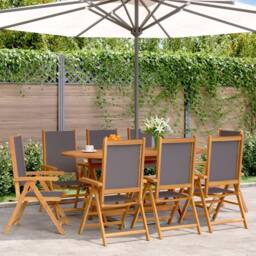 Berkfield Home Reclining Garden Chairs 8 pcs Anthracite Fabric & Solid Wood - thumbnail 2