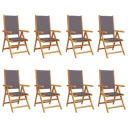 Berkfield Home Reclining Garden Chairs 8 pcs Anthracite Fabric & Solid Wood - thumbnail 3