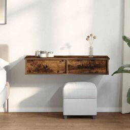 Berkfield Home Wall Shelf with Drawers Smoked Oak 100x37.5x19 cm Engineered Wood in Brown - thumbnail 3