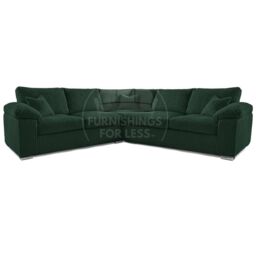 Furnishings For Less UK Delta Large 5 Seater Corner Sofa Jumbo Cord L Shape in Green