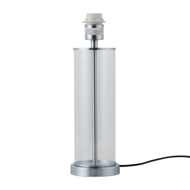 First Choice Lighting Aura - Chrome with Glass Column Table Lamp Base in Silver - image 1