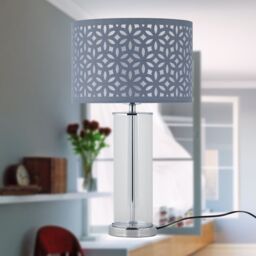 First Choice Lighting Aura - Chrome with Glass Column Table Lamp Base in Silver - thumbnail 6