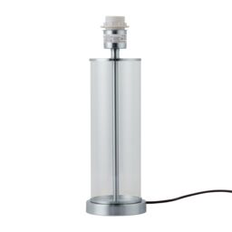 First Choice Lighting Aura - Chrome with Glass Column Table Lamp Base in Silver