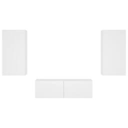 Berkfield Home Modern 3 Piece TV Wall Cabinets with LED Lights White - thumbnail 7