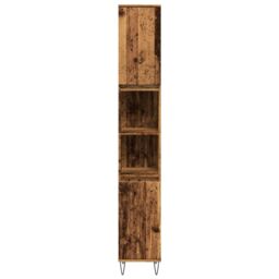 Berkfield Home Bathroom Cabinet Old Wood 30x30x190 cm Engineered Wood in Brown - Size: 30 x 30 x 190 cm - thumbnail 4