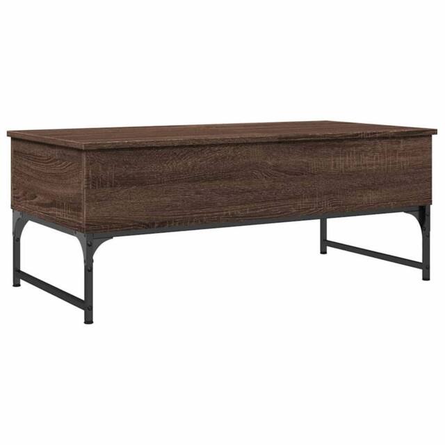 Berkfield Home Coffee Table Brown Oak 100x50x40 cm Engineered Wood & Metal - Size: 100 x 50 x 40 cm - image 1