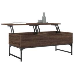 Berkfield Home Coffee Table Brown Oak 100x50x40 cm Engineered Wood & Metal - Size: 100 x 50 x 40 cm - thumbnail 4