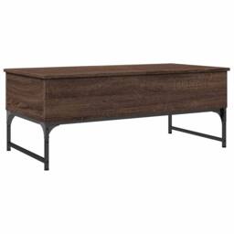 Berkfield Home Coffee Table Brown Oak 100x50x40 cm Engineered Wood & Metal - Size: 100 x 50 x 40 cm - thumbnail 1