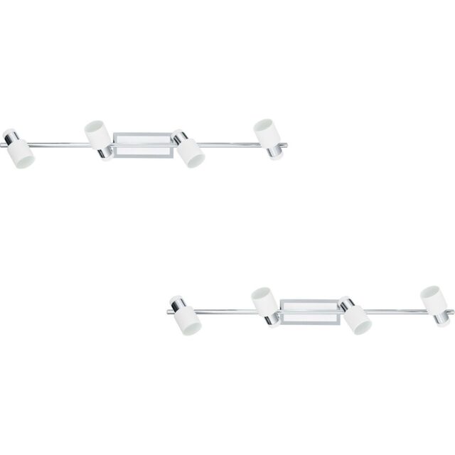 Loops 2 PACK Wall Light Colour 4 Spots Chrome Plated & White Steel GU10 4x5W Included - image 1